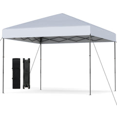 300 x 295 cm Pop up Canopy Tent with Portable Carrying Bag and Wind Ropes-White