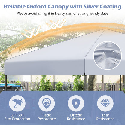 300 x 295 cm Pop up Canopy Tent with Portable Carrying Bag and Wind Ropes-White