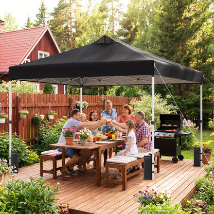 300 x 300 cm Pop up Canopy Tent 1 Person Easy Setup Gazebo Shelter with 1 Button Push-Black