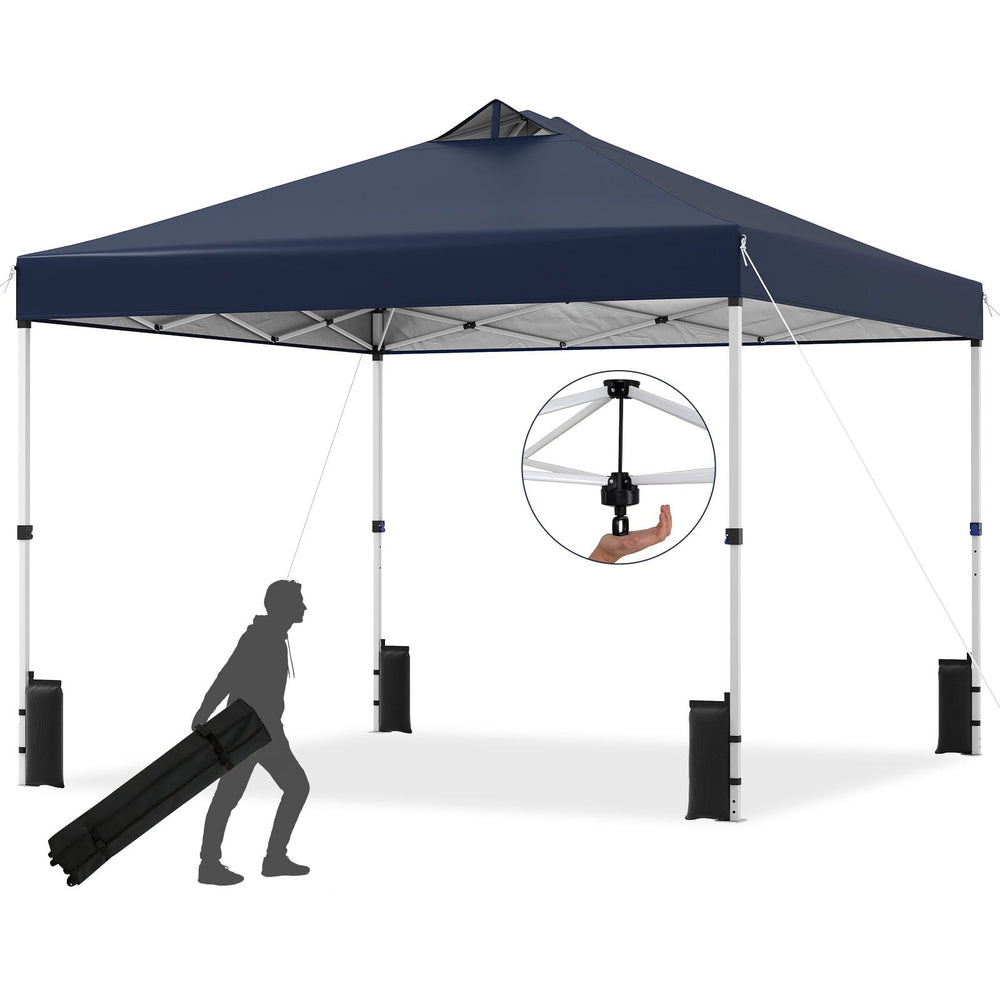 300 x 300 cm Pop up Canopy Tent 1 Person Easy Setup Gazebo Shelter with 1 Button Push-Blue