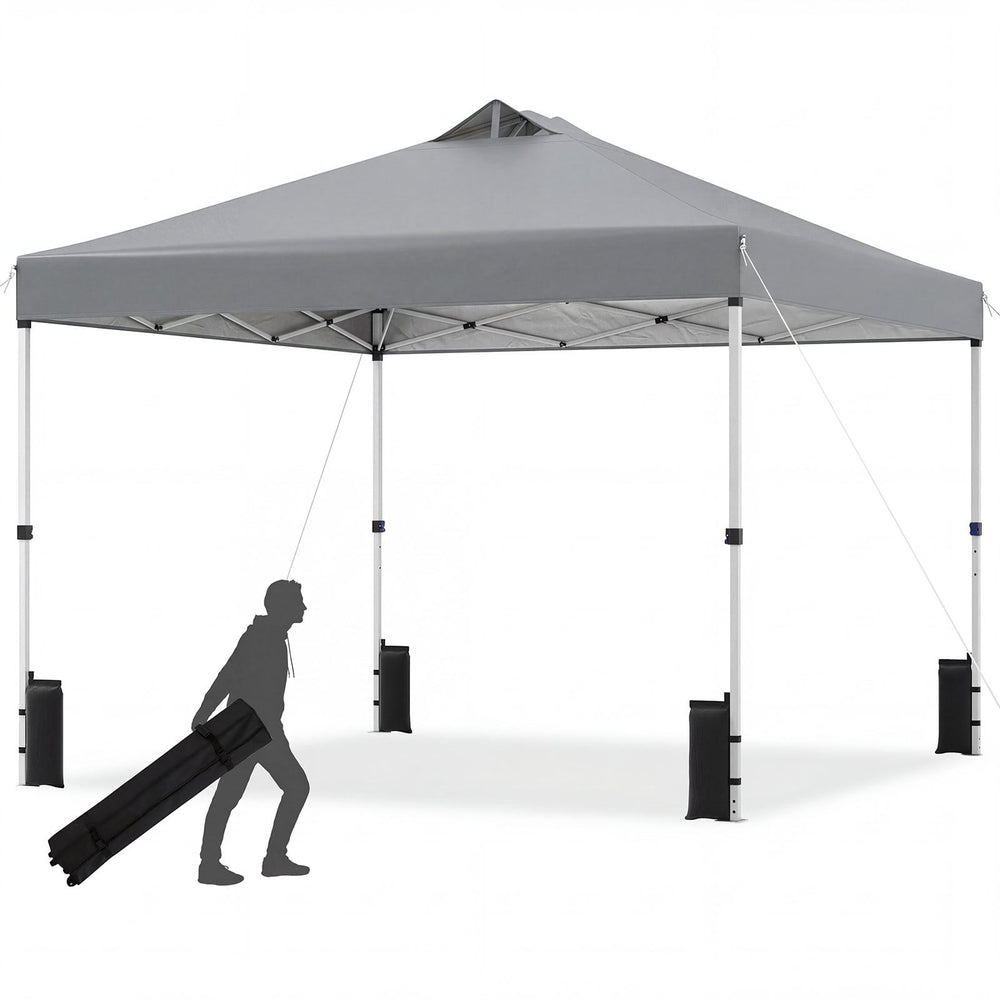 300 x 300 cm Pop up Canopy Tent 1 Person Easy Setup Gazebo Shelter with 1 Button Push-Grey