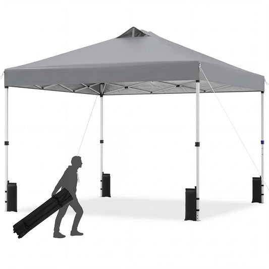 300 x 300 cm Pop up Canopy Tent 1 Person Easy Setup Gazebo Shelter with 1 Button Push-Grey