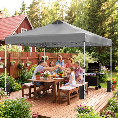 300 x 300 cm Pop up Canopy Tent 1 Person Easy Setup Gazebo Shelter with 1 Button Push-Grey