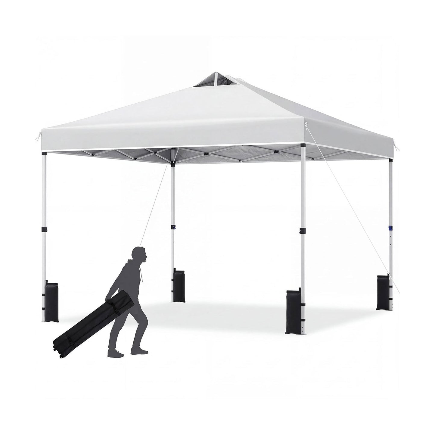 300 x 300 cm Pop up Canopy Tent 1 Person Easy Setup Gazebo Shelter with 1 Button Push-White