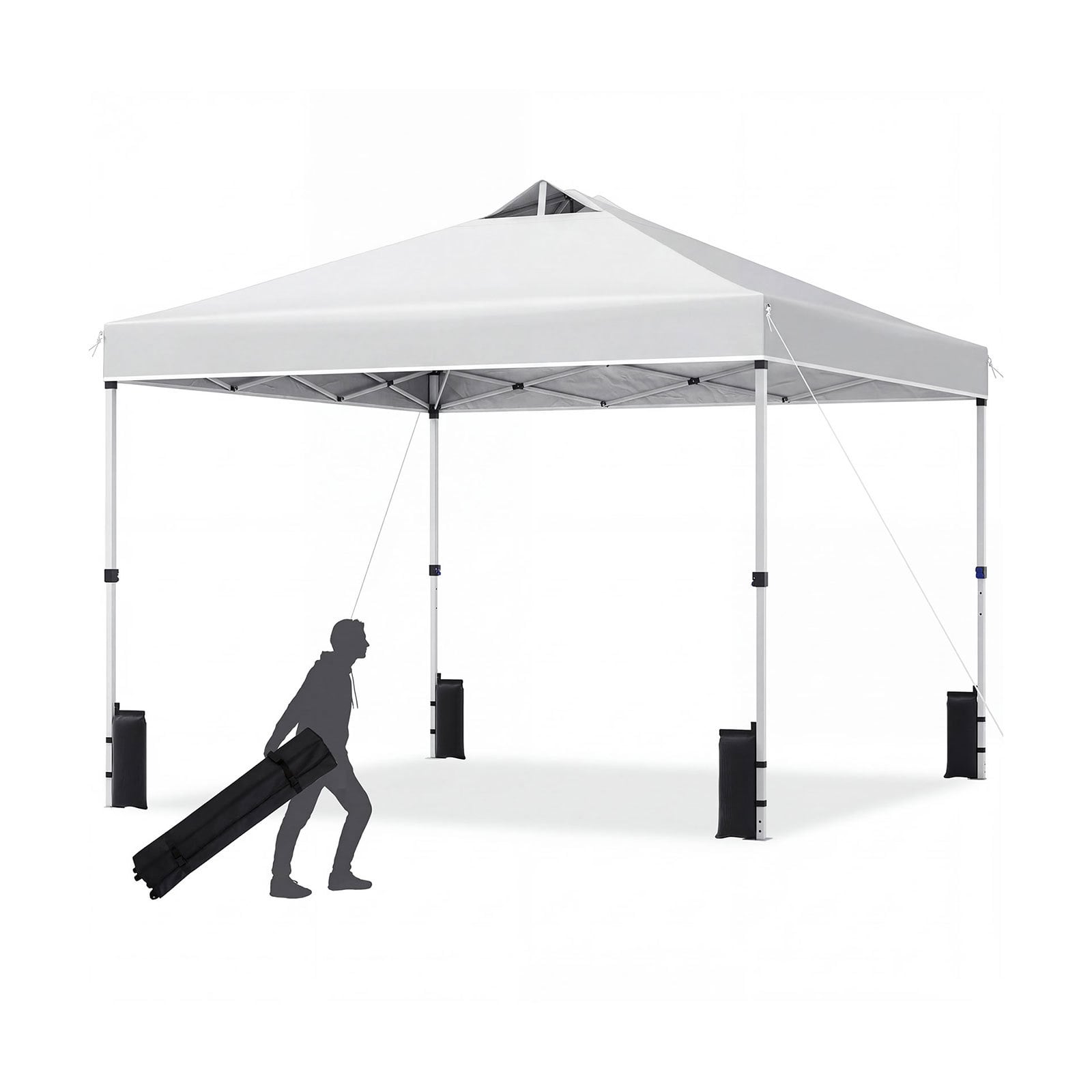 300 x 300 cm Pop up Canopy Tent 1 Person Easy Setup Gazebo Shelter with 1 Button Push-White