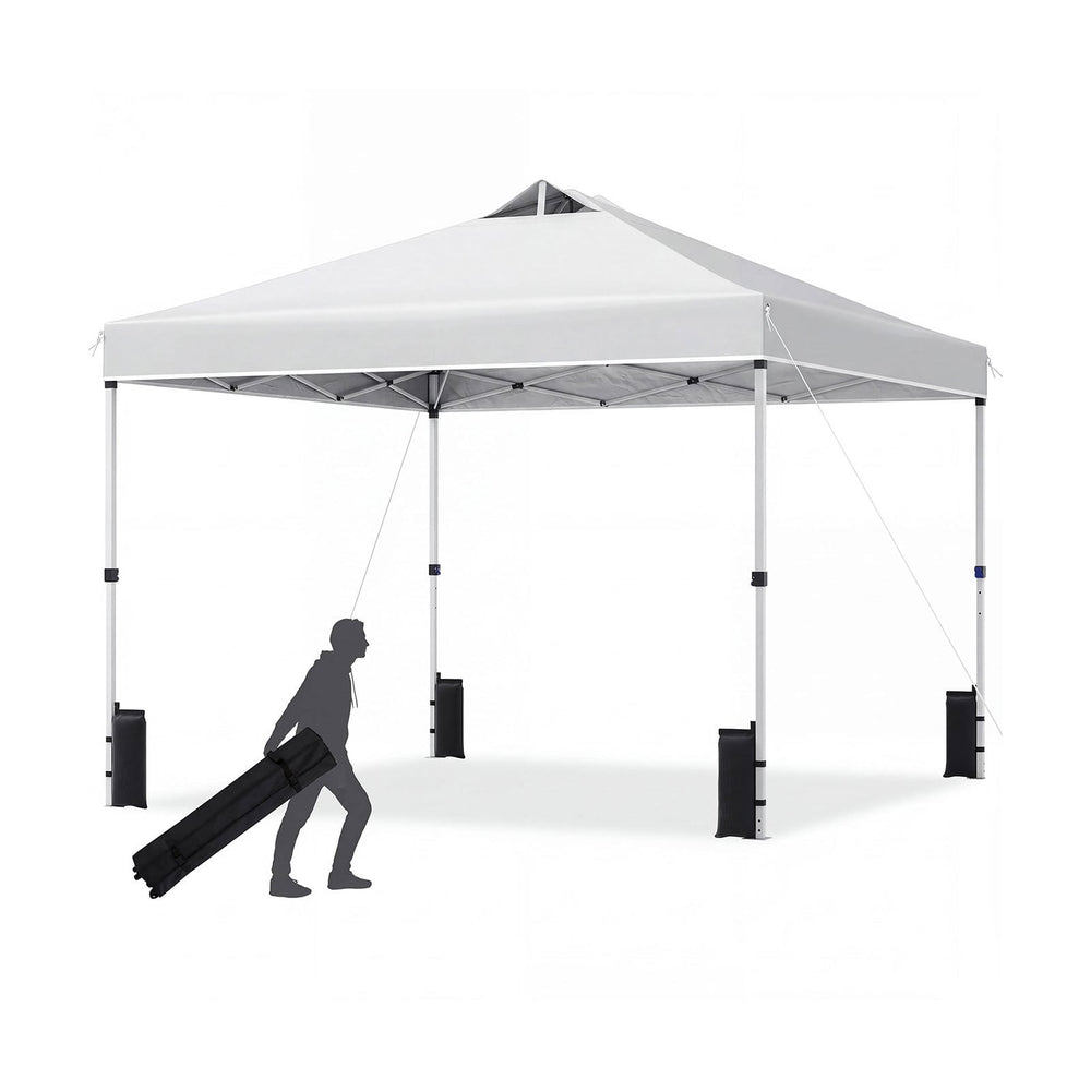 300 x 300 cm Pop up Canopy Tent 1 Person Easy Setup Gazebo Shelter with 1 Button Push-White