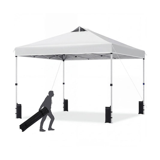 300 x 300 cm Pop up Canopy Tent 1 Person Easy Setup Gazebo Shelter with 1 Button Push-White