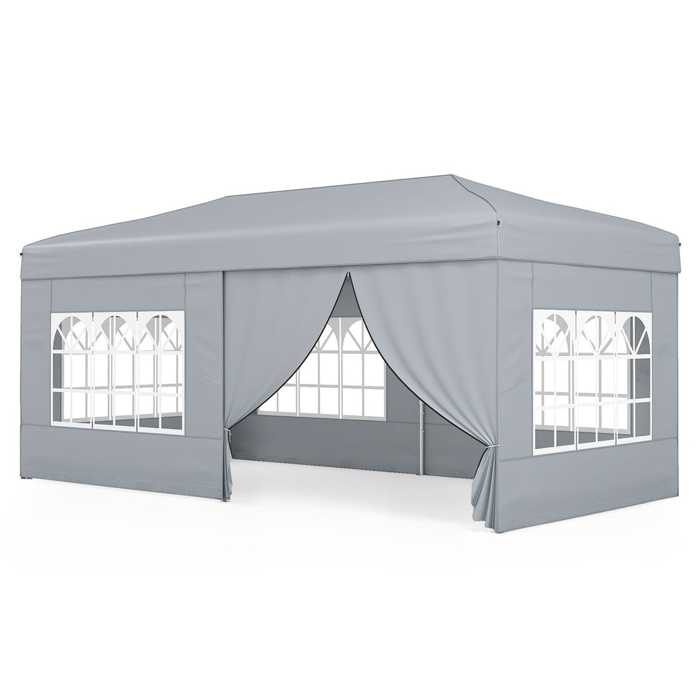 300 x 600 cm Pop up Canopy Tent with 6 Sidewalls and Wheeled Bag-Grey