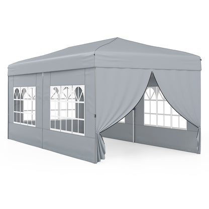300 x 600 cm Pop up Canopy Tent with 6 Sidewalls and Wheeled Bag-Grey