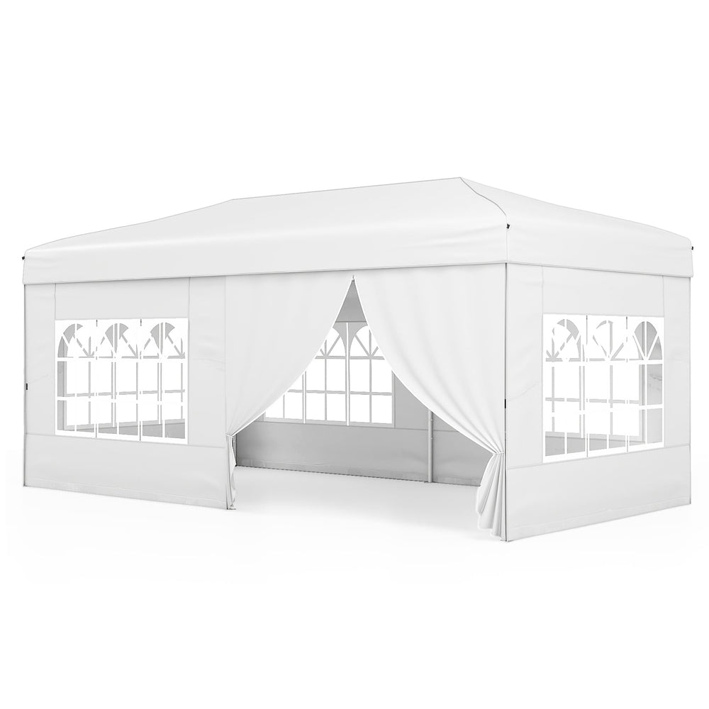 300 x 600 cm Pop up Canopy Tent with 6 Sidewalls and Wheeled Bag-White