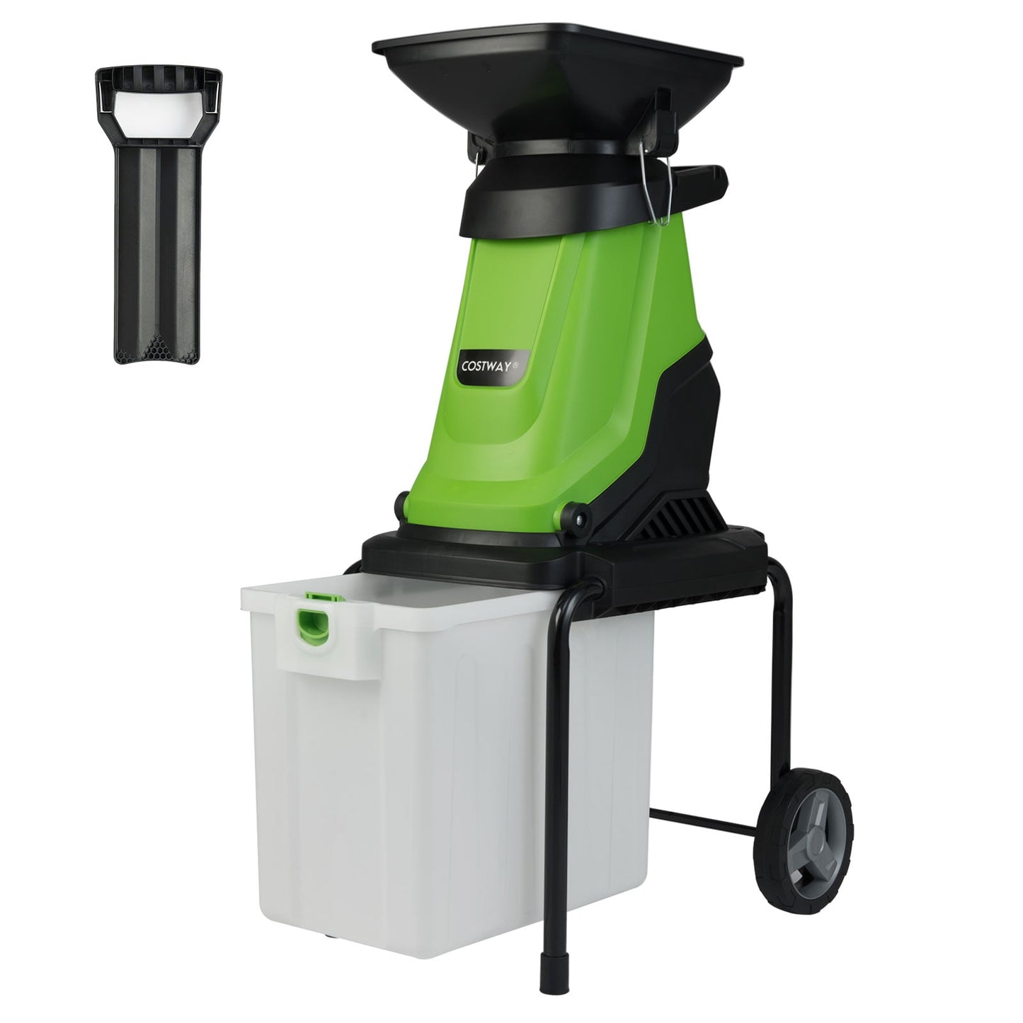3000 W Electric Wood Chipper with 50 L Collection Bin and Wheels-Green