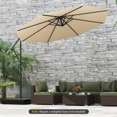 300 cm Offset Hanging Umbrella with Base-Beige