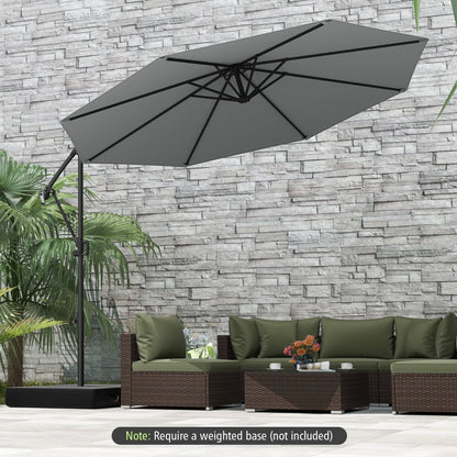 300 cm Offset Hanging Umbrella with Base-Grey