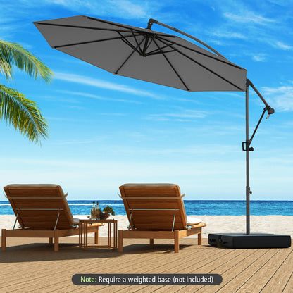 300 cm Offset Hanging Umbrella with Base-Grey