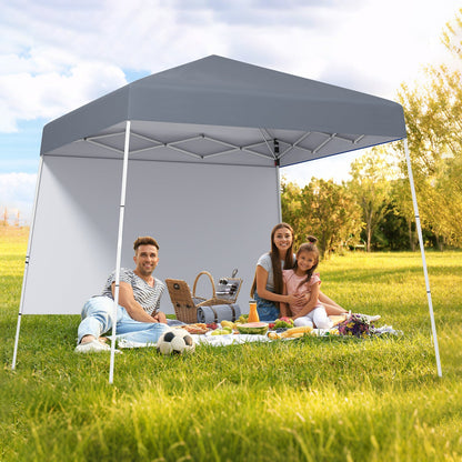 300 x 300 cm Pop up Canopy Tent with 1 Sidewall and Portable Backpack-Grey