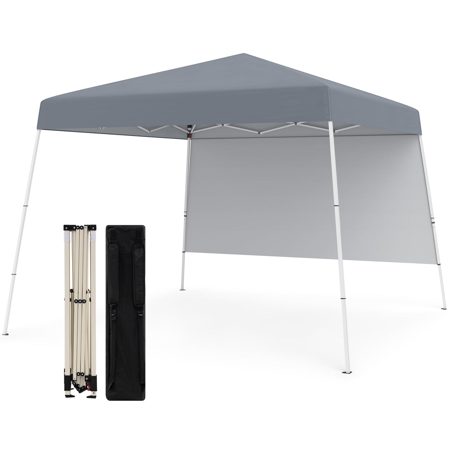 300 x 300 cm Pop up Canopy Tent with 1 Sidewall and Portable Backpack-Grey