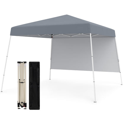 300 x 300 cm Pop up Canopy Tent with 1 Sidewall and Portable Backpack-Grey