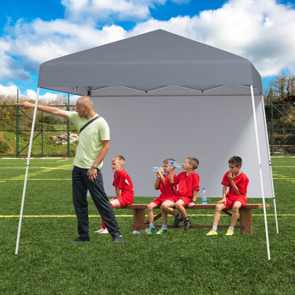 300 x 300 cm Pop up Canopy Tent with 1 Sidewall and Portable Backpack-Grey
