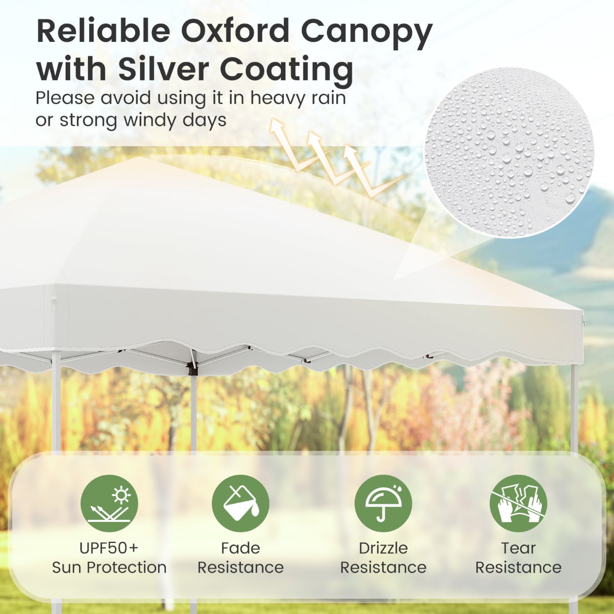 300 x 300 cm Pop up Canopy Tent with Wheeled Bag-White