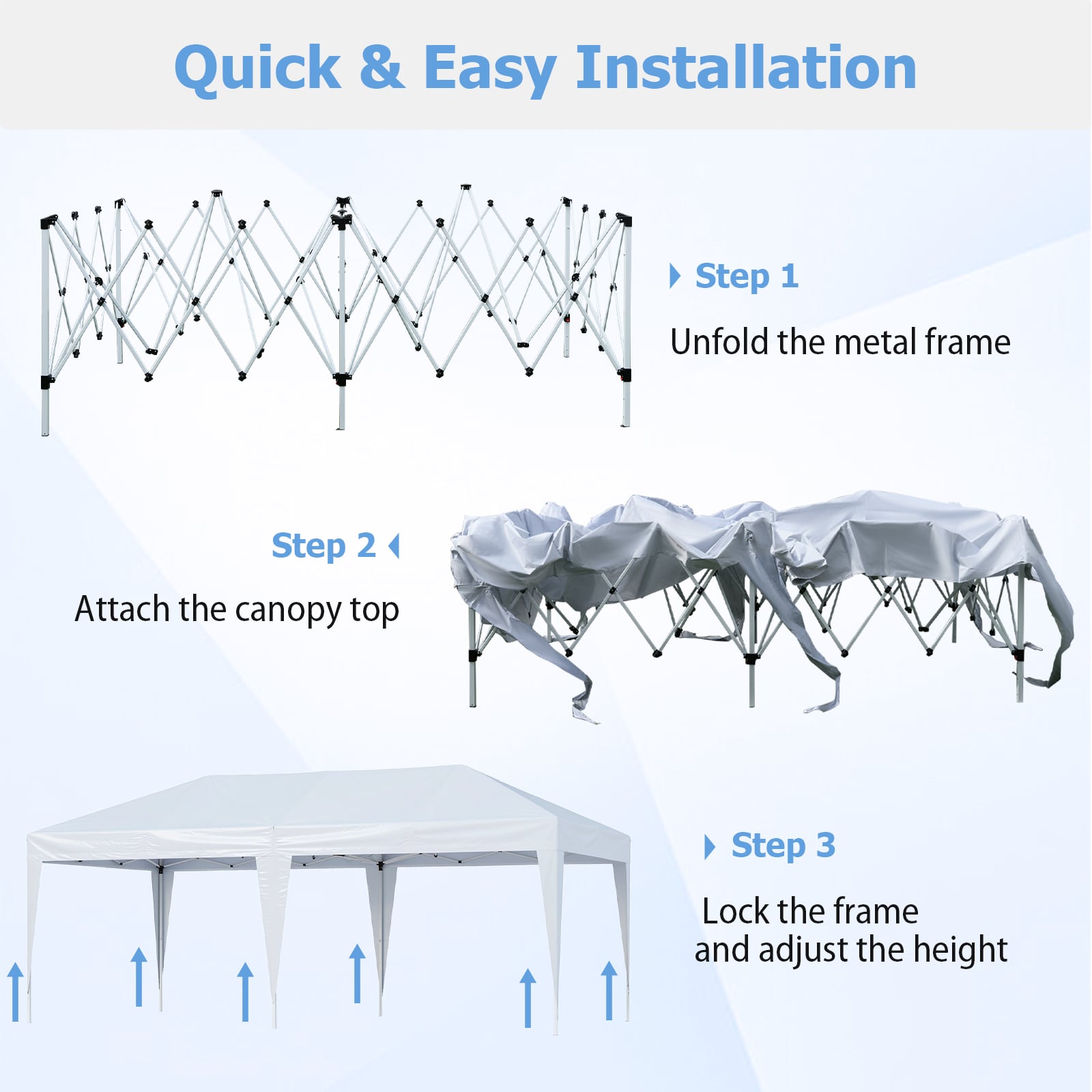 300 x 600 cm Portable Pop up Canopy Tent with Carry Bag-White