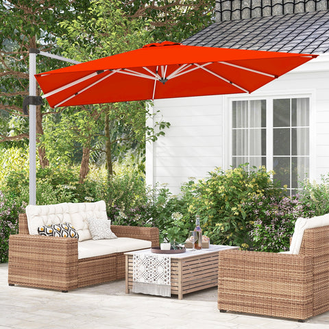 300cm Patio Cantilever Umbrella with 360¬∞ Rotation and Adjustable Tilt-Orange