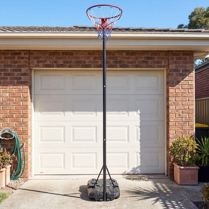 305 cm Portable Netball Post with Fillable Base and 10-Level Adjustable Height