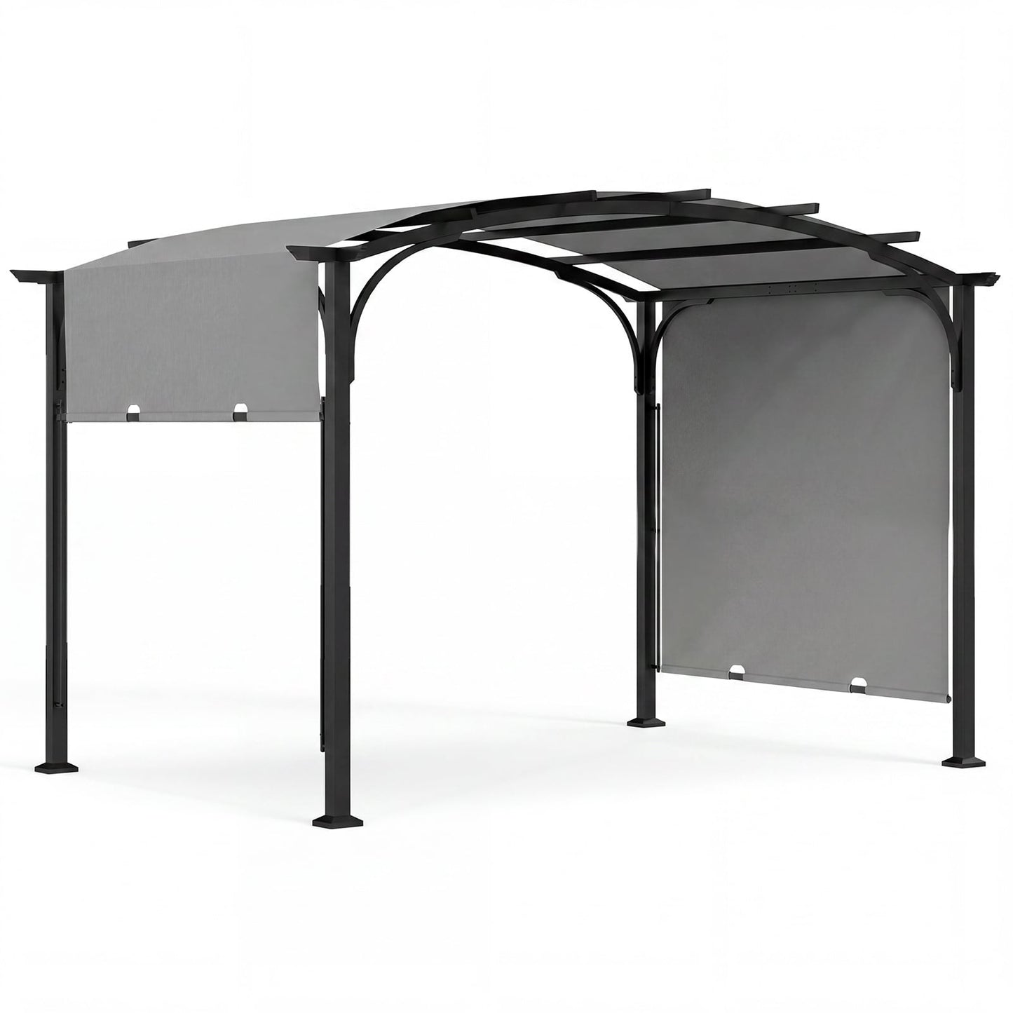 305 x 242 cm Outdoor Retractable Pergola with  Metal Frame and Polyester Fabric-Grey
