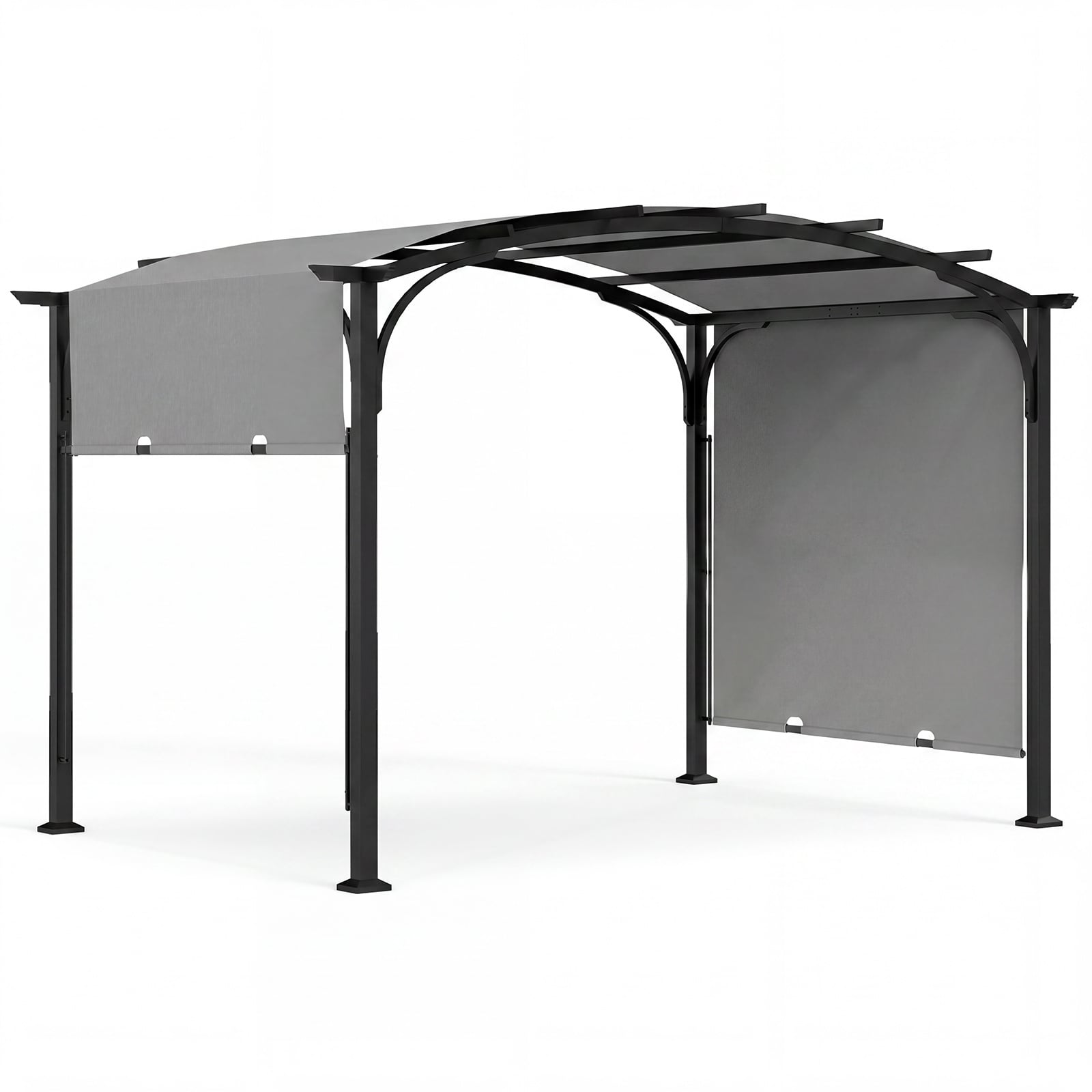 305 x 242 cm Outdoor Retractable Pergola with  Metal Frame and Polyester Fabric-Grey