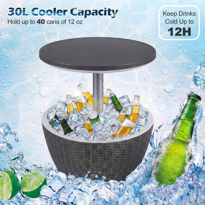 30L Patio Cool Box with Pop-Up Lid-Grey