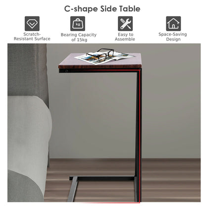 Industrial Styled C Shaped Side, End Table-Coffee