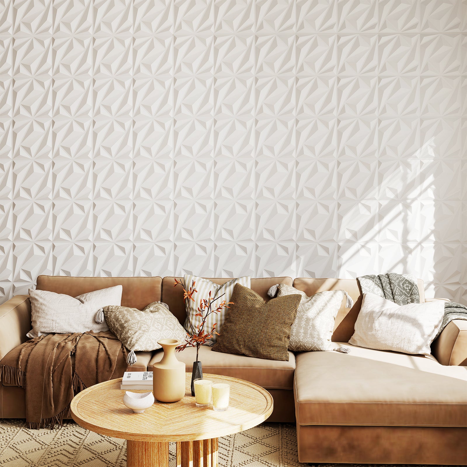 50-Pack 3D Wall Panel with Included Stickers-White