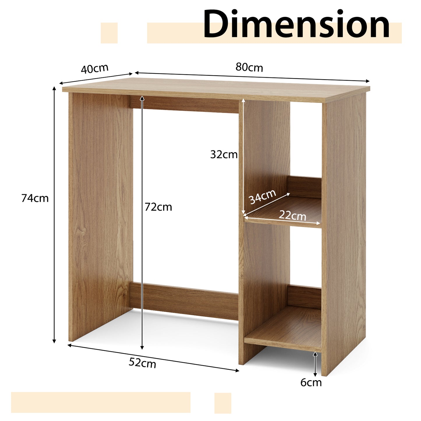 31.5 Inch Home Office Desk for Small Space-Natural