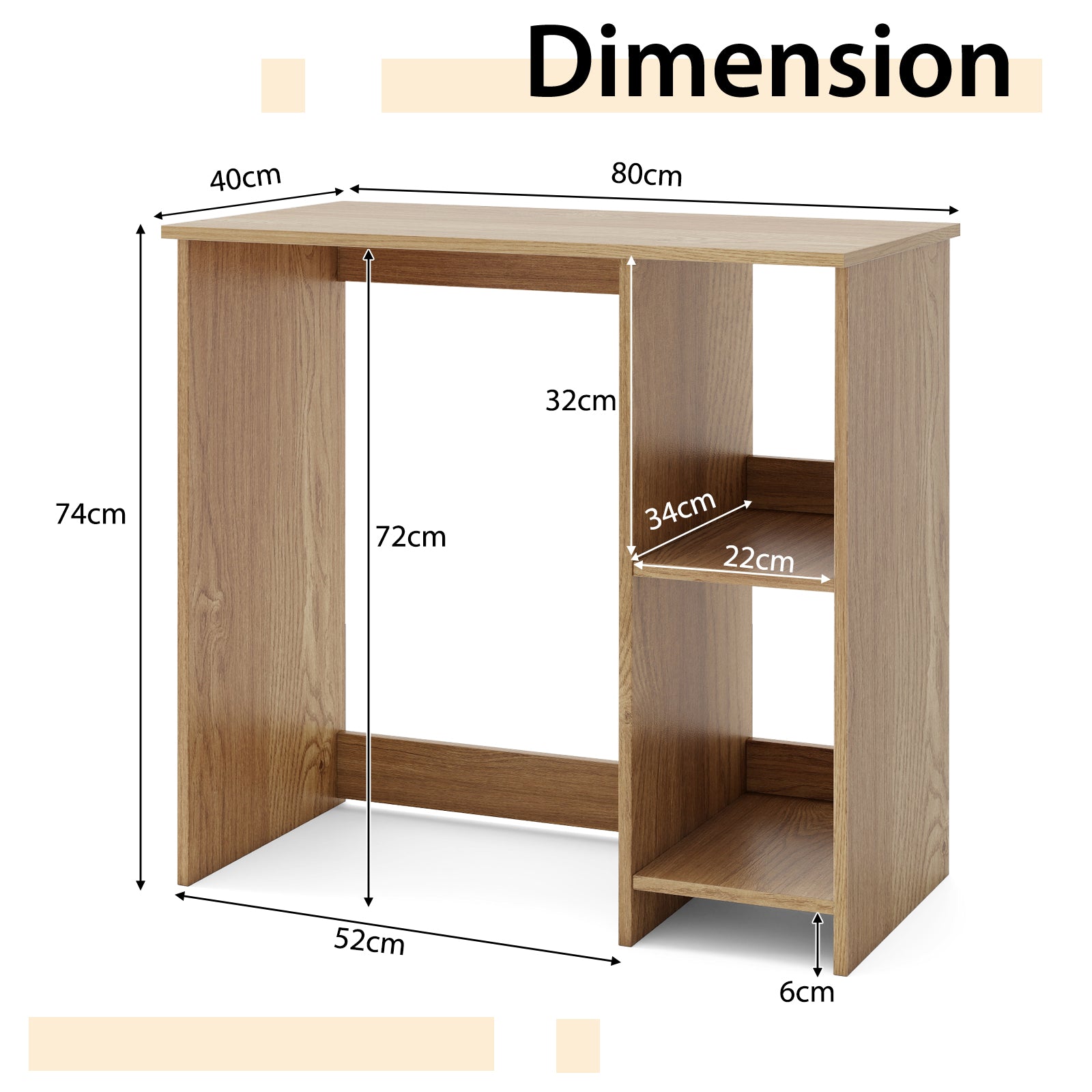 31.5 Inch Home Office Desk for Small Space-Natural