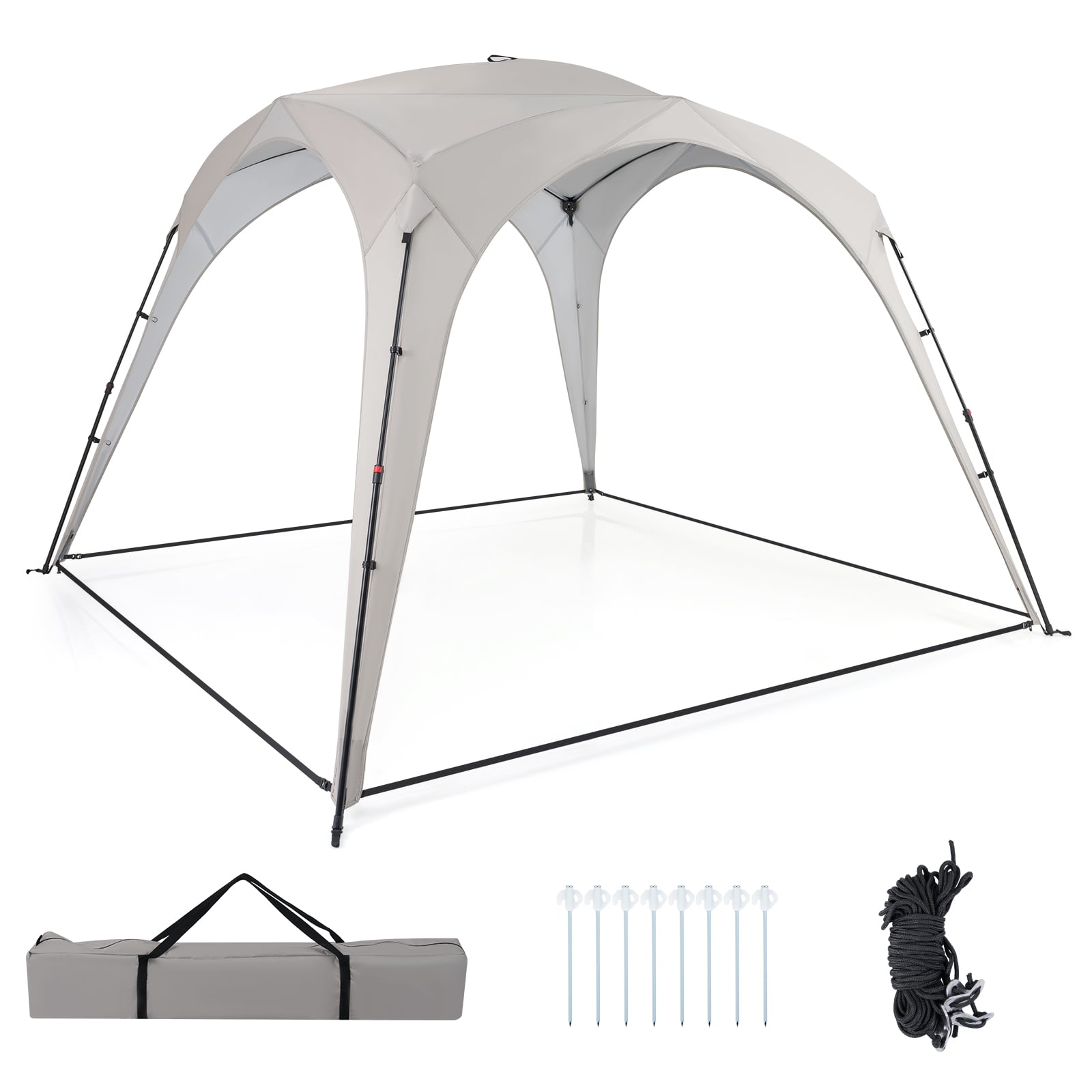 310 x 310 cm Pop up Camping Tent with Silver-coated Oxford Fabric-Beige