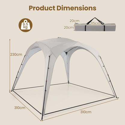 310 x 310 cm Pop up Camping Tent with Silver-coated Oxford Fabric-Beige