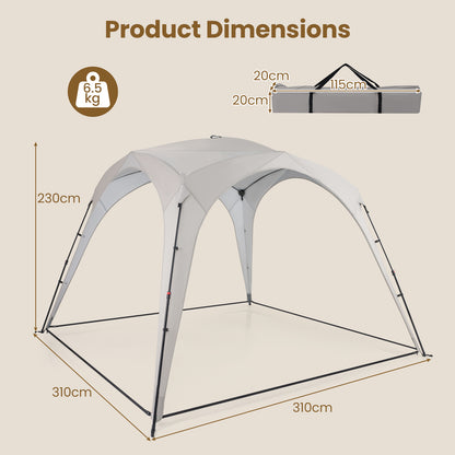 310 x 310 cm Pop up Camping Tent with Silver-coated Oxford Fabric-Beige