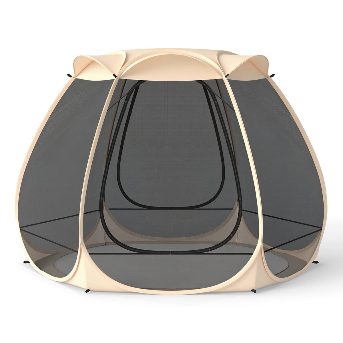 310 X 270 CM Foldable Outdoor Screened Camping Tent Gazebo-Sand Color