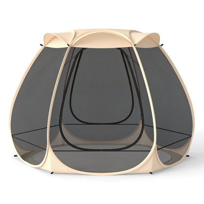 310 X 270 CM Foldable Outdoor Screened Camping Tent Gazebo-Sand Color