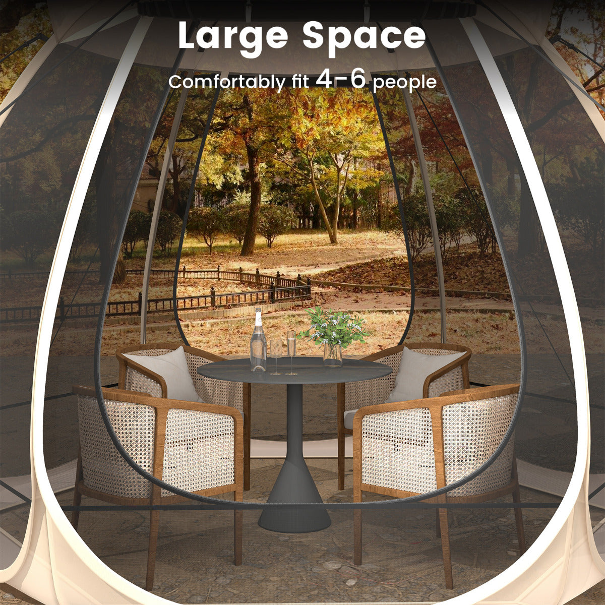 310 X 270 CM Foldable Outdoor Screened Camping Tent Gazebo-Sand Color