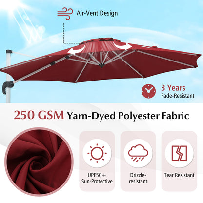 325 cm Outdoor Patio Umbrella with 360° Rotation-Red