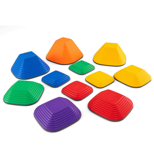 11 Pieces Kids Stepping Stone Toddler Balance Blocks with Full Non-Slip Rim-Multicolor