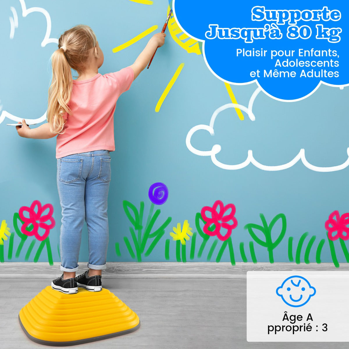 11 Pieces Kids Stepping Stone Toddler Balance Blocks with Full Non-Slip Rim-Multicolor