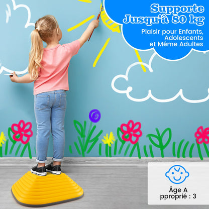 11 Pieces Kids Stepping Stone Toddler Balance Blocks with Full Non-Slip Rim-Multicolor