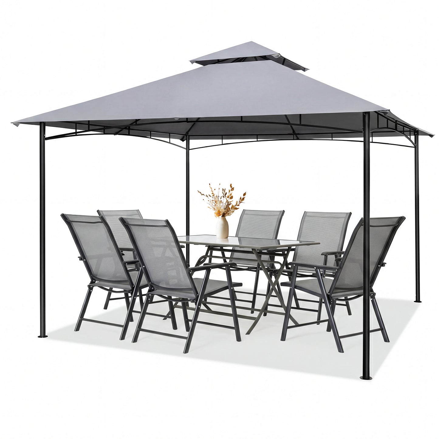 330 x 330 cm Patio Gazebo Outdoor Gazebo with Heavy-Duty Metal Frame-Gray