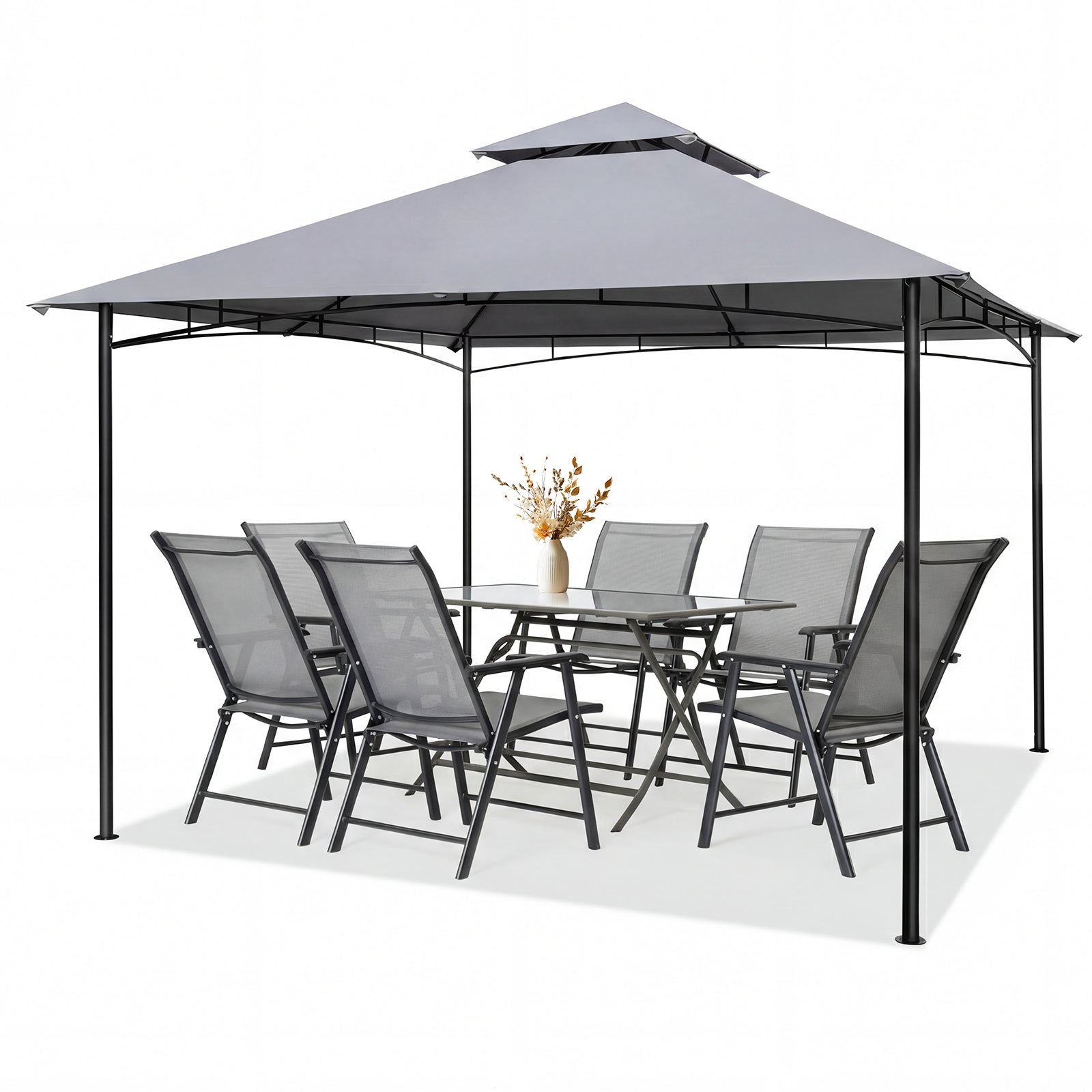 330 x 330 cm Patio Gazebo Outdoor Gazebo with Heavy-Duty Metal Frame-Gray
