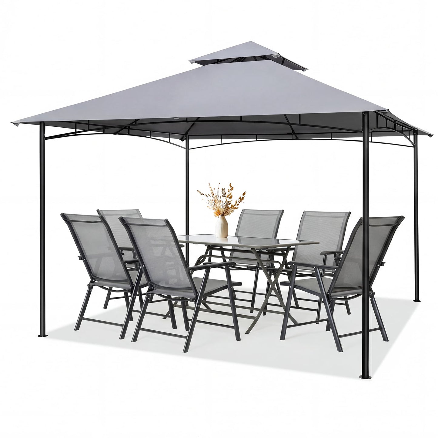 330 x 330 cm Patio Gazebo Outdoor Gazebo with Heavy-Duty Metal Frame-Gray