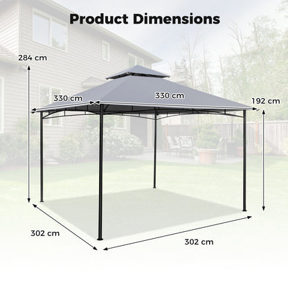 330 x 330 cm Patio Gazebo Outdoor Gazebo with Heavy-Duty Metal Frame-Gray