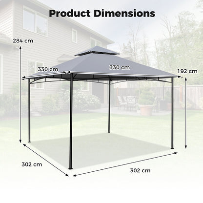 330 x 330 cm Patio Gazebo Outdoor Gazebo with Heavy-Duty Metal Frame-Gray