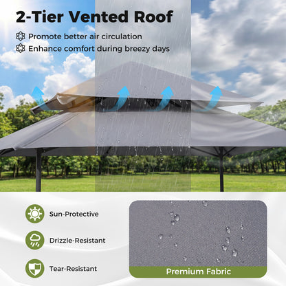 330 x 330 cm Patio Gazebo Outdoor Gazebo with Heavy-Duty Metal Frame-Gray