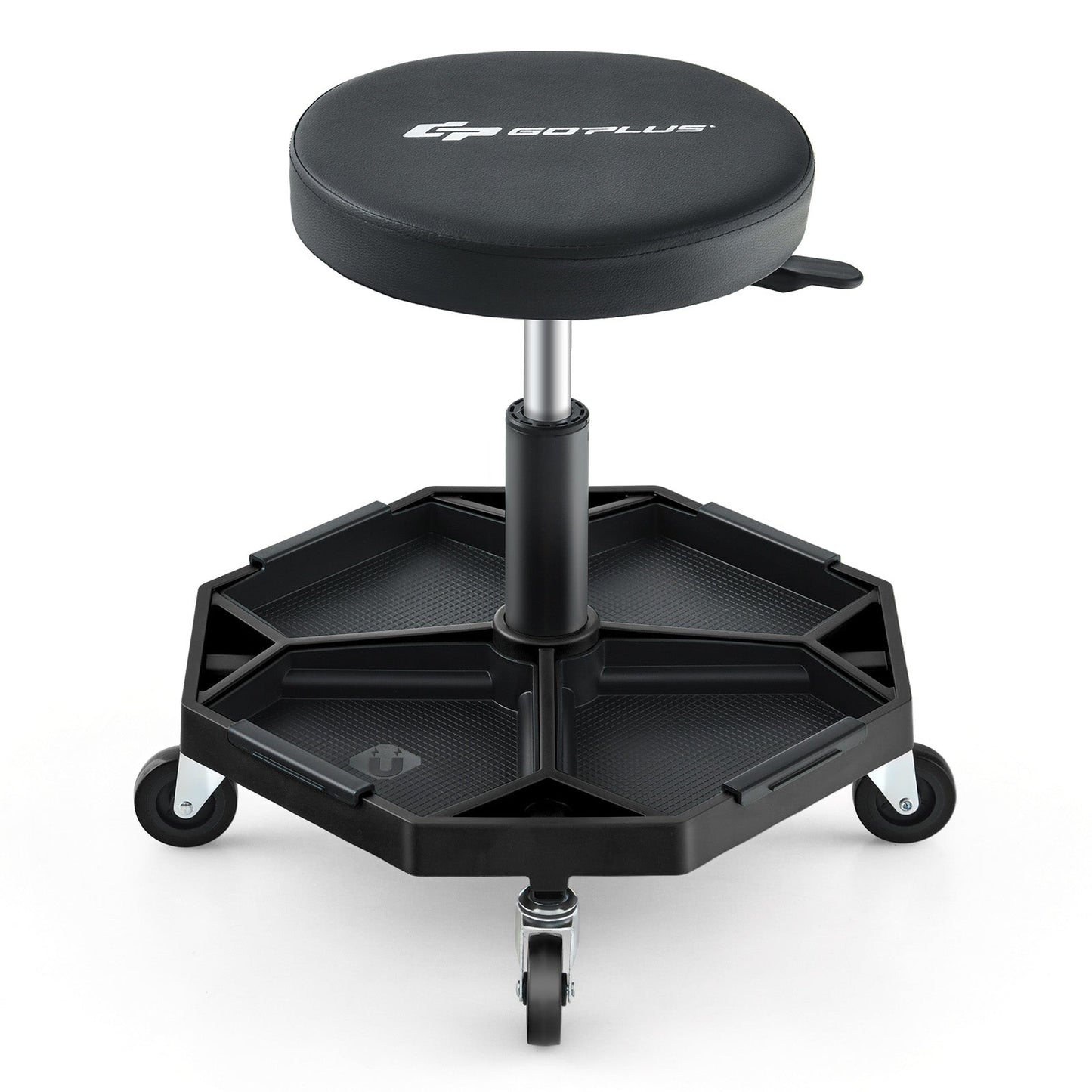 330 LBS Capacity Pneumatic Rolling Mechanic Stool with Padded Seat-Black